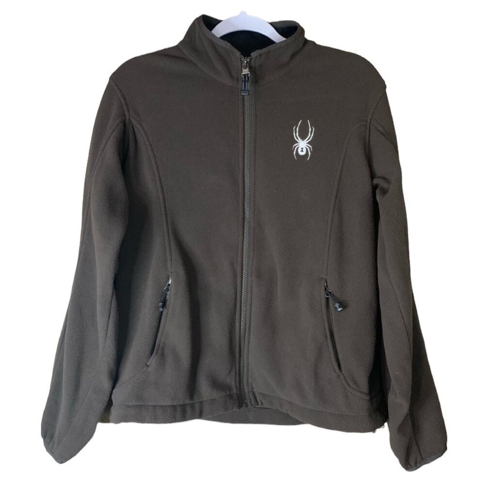 Spyder Fleece Jacket Full Front Zip Brown Size Large